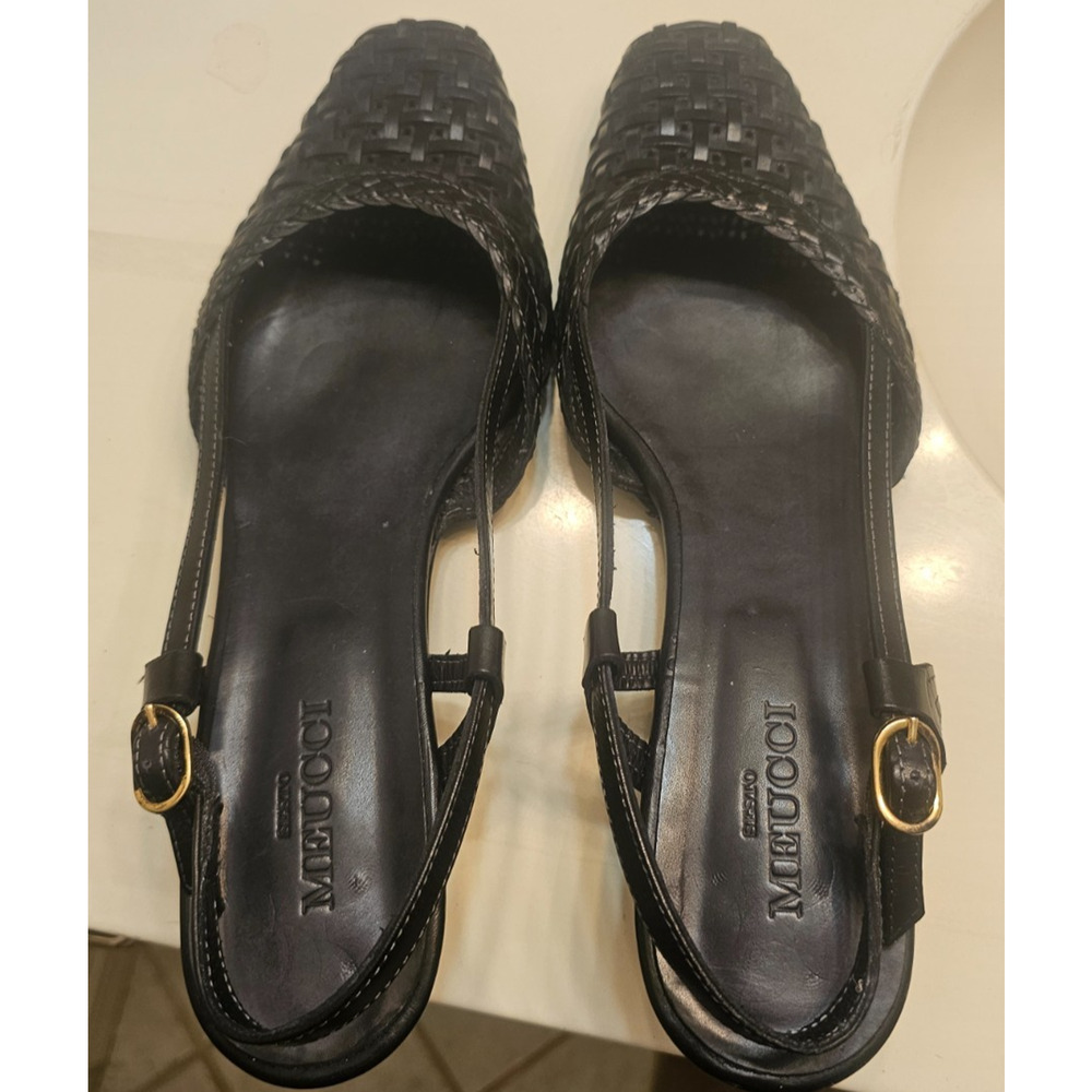 NWOB Sesto Meucci Leather Woven pump Black Size 11 Slingback